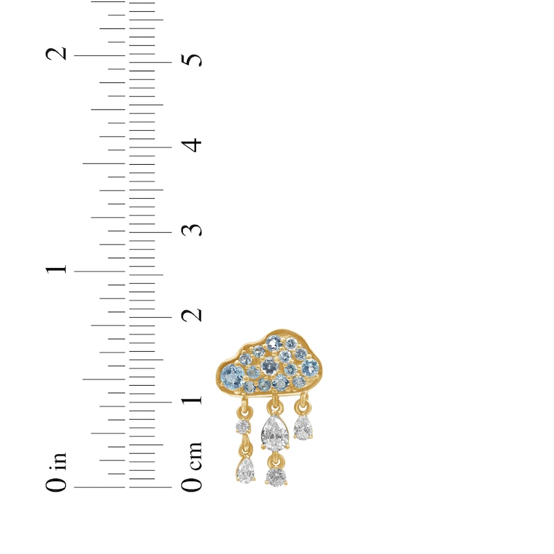 Main Image 3 of Swiss Blue Topaz & White Lab-Created Sapphire Rain Cloud Earrings 24K Yellow Gold Vermeil Sterling Silver