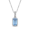 Thumbnail Image 1 of Emerald-Cut Swiss Blue Topaz & Diamond Necklace 1/10 ct tw 10K White Gold 18"