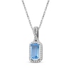 Thumbnail Image 2 of Emerald-Cut Swiss Blue Topaz & Diamond Necklace 1/10 ct tw 10K White Gold 18"