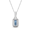 Thumbnail Image 3 of Emerald-Cut Swiss Blue Topaz & Diamond Necklace 1/10 ct tw 10K White Gold 18"