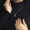 Thumbnail Image 4 of Emerald-Cut Swiss Blue Topaz & Diamond Necklace 1/10 ct tw 10K White Gold 18"