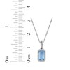 Thumbnail Image 5 of Emerald-Cut Swiss Blue Topaz & Diamond Necklace 1/10 ct tw 10K White Gold 18"