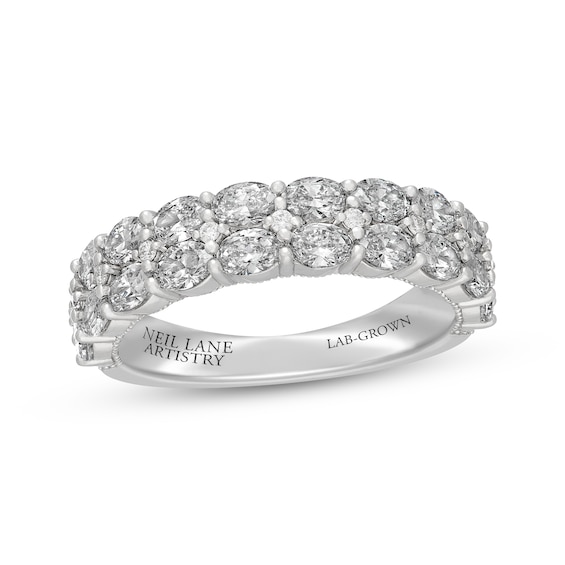 Neil Lane Artistry Heritage Oval-Cut & Round-Cut Lab-Grown Diamond Anniversary Band 1-5/8 ct tw 14K White Gold