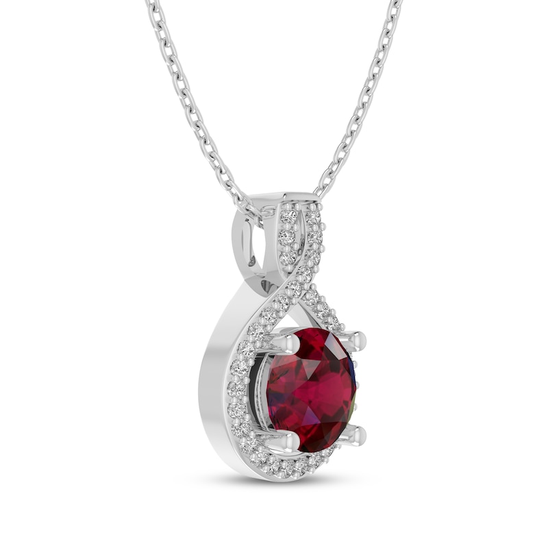 Main Image 2 of Lab-Created Ruby & White Lab-Created Sapphire Twist Necklace Sterling Silver 18"