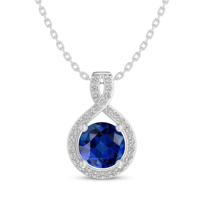 Main Image 1 of Blue & White Lab-Created Sapphire Twist Necklace Sterling Silver 18"