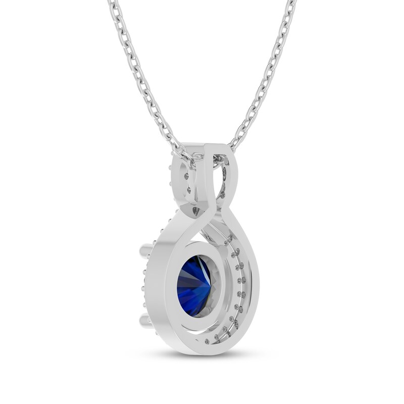 Main Image 3 of Blue & White Lab-Created Sapphire Twist Necklace Sterling Silver 18"
