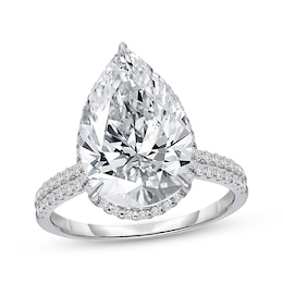 Adore Lab-Grown Diamonds Certified Pear-Shaped Halo Engagement Ring 6-1/2 ct tw 14K White Gold