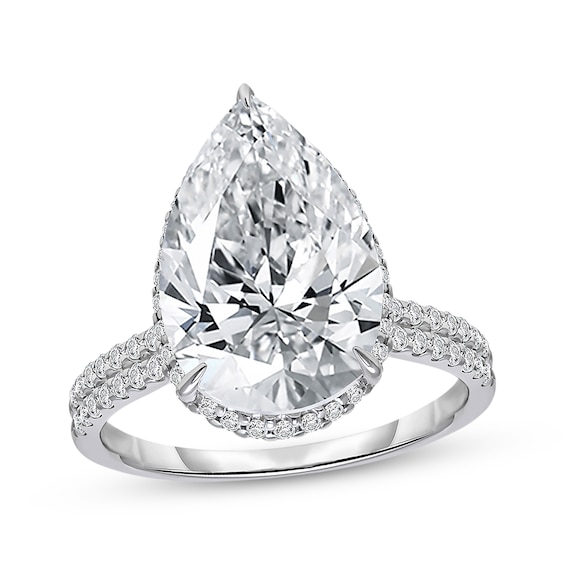 Adore Lab-Grown Diamonds Certified Pear-Shaped Halo Engagement Ring 6-1/2 ct tw 14K White Gold