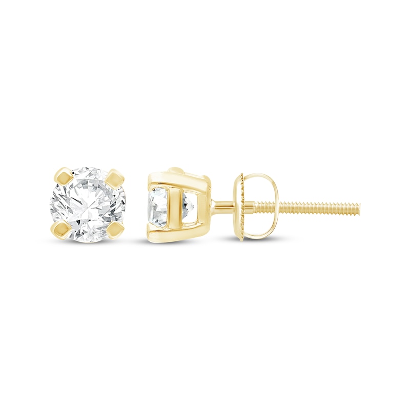 Main Image 1 of KAY Lab-Grown Diamonds Round-Cut Solitaire Stud Earrings 1-3/8 ct tw 10K Yellow Gold (F/SI2)