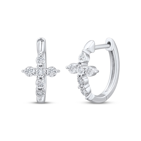 KAY Lab-Grown Diamonds Cross Hoop Earrings 1/10 ct tw Sterling Silver