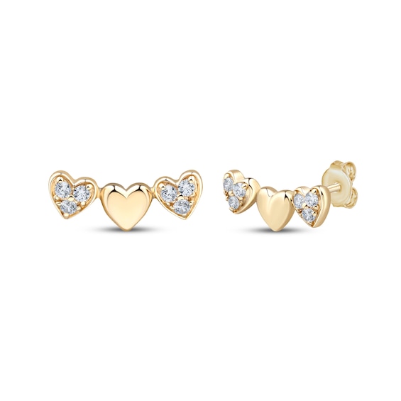 Diamond Heart Bar Earrings 1/10 ct tw 10K Yellow Gold