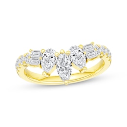 Adore Marquise, Pear, Baguette & Round-Cut Diamond Contour Anniversary Ring 1 ct tw 14K Yellow Gold