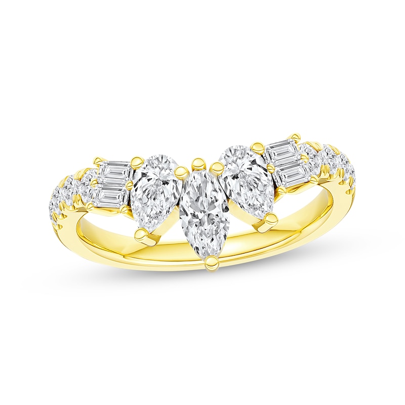 Main Image 1 of Adore Marquise, Pear, Baguette & Round-Cut Diamond Contour Anniversary Ring 1 ct tw 14K Yellow Gold