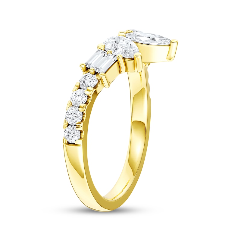 Main Image 2 of Adore Marquise, Pear, Baguette & Round-Cut Diamond Contour Anniversary Ring 1 ct tw 14K Yellow Gold