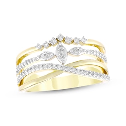 Diamond Three-Row Faux Stack Ring 1/4 ct tw 10K Yellow Gold