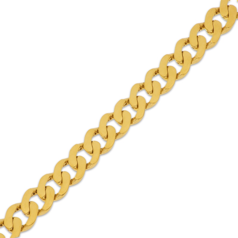 Main Image 2 of 9.6mm Flat Curb Chain Bracelet Solid 10K Yellow Gold 8.5"