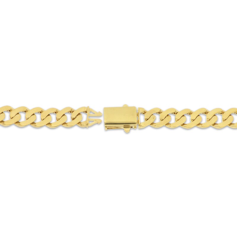 Main Image 3 of 9.6mm Flat Curb Chain Bracelet Solid 10K Yellow Gold 8.5"