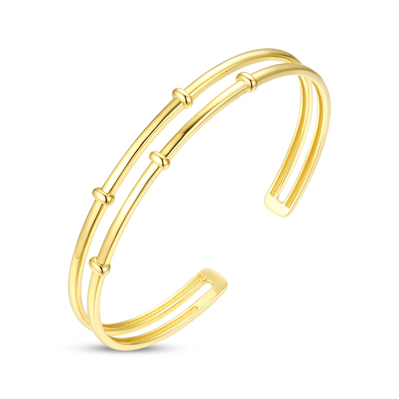 Main Image 2 of Two-Row Beaded Cuff Bracelet 24K Yellow Gold Vermeil Sterling Silver