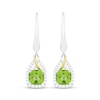 Thumbnail Image 2 of Cushion-Cut Peridot & White Lab-Created Sapphire Drop Earrings Sterling Silver & 10K Yellow Gold