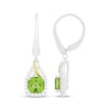 Thumbnail Image 3 of Cushion-Cut Peridot & White Lab-Created Sapphire Drop Earrings Sterling Silver & 10K Yellow Gold