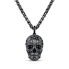 Thumbnail Image 1 of Ink & Ice Black Onyx Skull Necklace Black Rhodium-Plated Sterling Silver 22"
