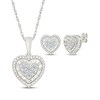 Thumbnail Image 1 of Multi-Diamond Heart Necklace & Stud Earrings Set 1/4 ct tw Sterling Silver