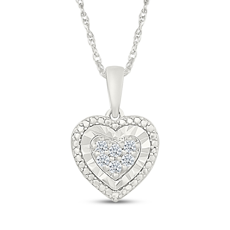 Main Image 2 of Multi-Diamond Heart Necklace & Stud Earrings Set 1/4 ct tw Sterling Silver