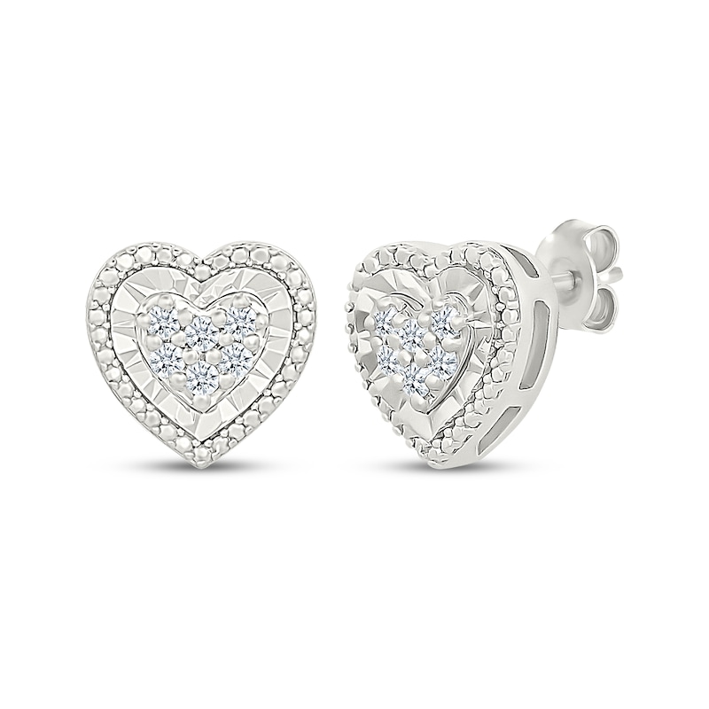 Main Image 3 of Multi-Diamond Heart Necklace & Stud Earrings Set 1/4 ct tw Sterling Silver
