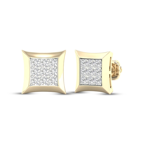 Men's Lab-Grown Diamond Rhombus Stud Earrings 1/2 ct tw 24K Yellow Gold Vermeil Sterling Silver
