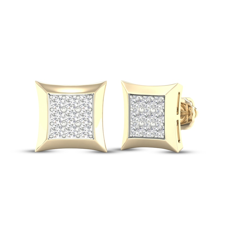 Main Image 1 of Men's Lab-Grown Diamond Rhombus Stud Earrings 1/2 ct tw 24K Yellow Gold Vermeil Sterling Silver