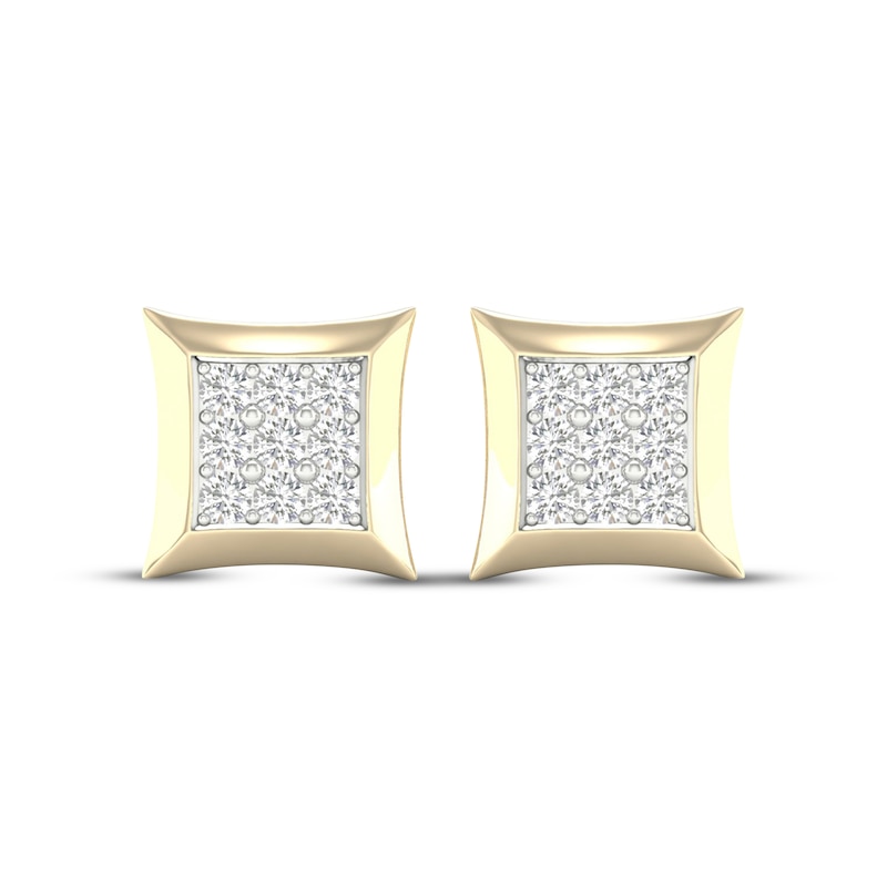Main Image 2 of Men's Lab-Grown Diamond Rhombus Stud Earrings 1/2 ct tw 24K Yellow Gold Vermeil Sterling Silver