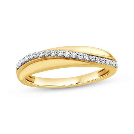 Lab-Grown Diamond Curved Row Ring 1/6 ct tw 24K Yellow Gold Vermeil Sterling Silver