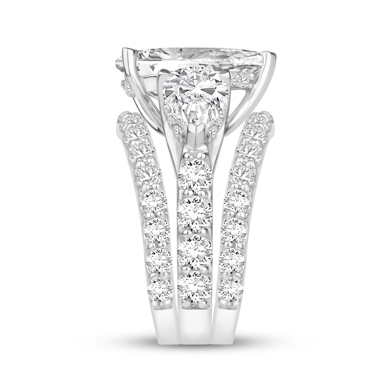 Main Image 2 of Memories Moments Magic Pear-Shaped Lab-Grown Diamond Three-Stone Bridal Set 9-3/4 ct tw 14K White Gold