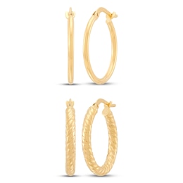 Hoop Earrings Gift Set 10K Yellow Gold