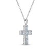Thumbnail Image 2 of Baguette-Cut Aquamarine & White Topaz Cross Necklace Sterling Silver 18"