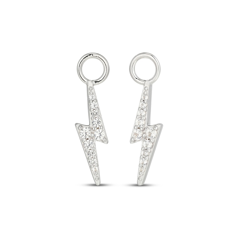 Main Image 1 of White Lab-Created Sapphire Lightning Bolt Earring Charms Sterling Silver
