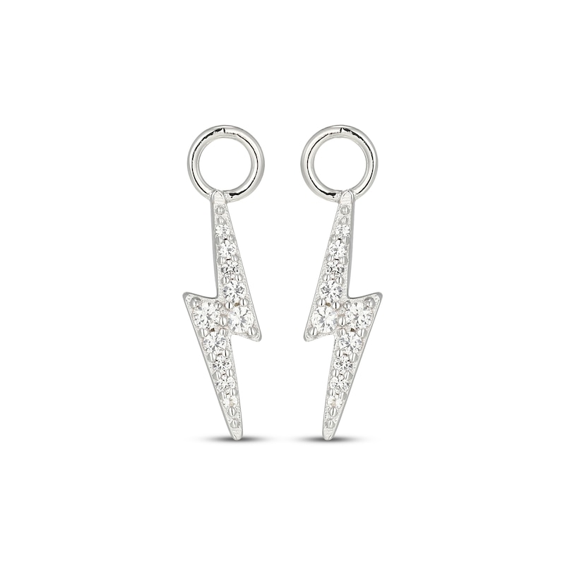 Main Image 2 of White Lab-Created Sapphire Lightning Bolt Earring Charms Sterling Silver