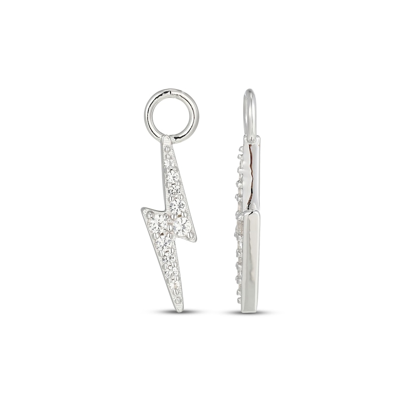 Main Image 3 of White Lab-Created Sapphire Lightning Bolt Earring Charms Sterling Silver
