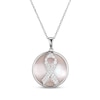 Thumbnail Image 1 of Pink Mother-of-Pearl & White Lab-Created Sapphire Ribbon Necklace Sterling Silver 18"