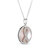 Thumbnail Image 2 of Pink Mother-of-Pearl & White Lab-Created Sapphire Ribbon Necklace Sterling Silver 18"