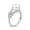 Thumbnail Image 2 of Button Cultured Pearl & White Topaz Loop Ring Sterling Silver
