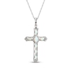 Thumbnail Image 1 of Lab-Created Opal & White Lab-Created Sapphire Cross Necklace Sterling Silver 18"