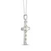 Thumbnail Image 2 of Lab-Created Opal & White Lab-Created Sapphire Cross Necklace Sterling Silver 18"