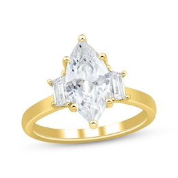Memories Moments Magic Marquise-Cut & Trapezoid-Cut Lab-Grown Diamond Three-Stone Engagement Ring 2-3/4 ct tw 14K Yellow Gold