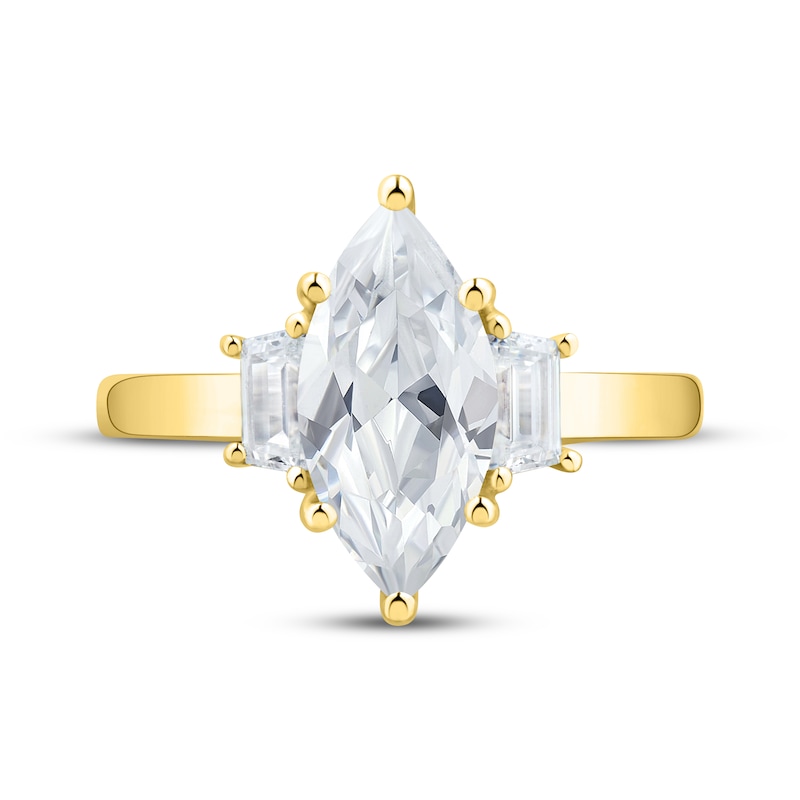 Main Image 3 of Memories Moments Magic Marquise-Cut & Trapezoid-Cut Lab-Grown Diamond Three-Stone Engagement Ring 2-3/4 ct tw 14K Yellow Gold
