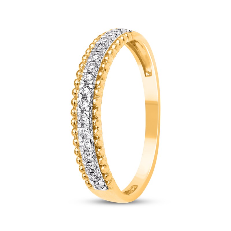 Main Image 2 of Diamond Beaded-Edge Fashion Ring 1/6 ct tw 14K Yellow Gold
