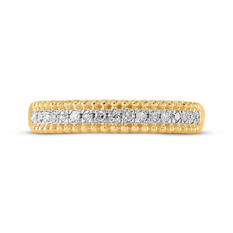 Main Image 3 of Diamond Beaded-Edge Fashion Ring 1/6 ct tw 14K Yellow Gold