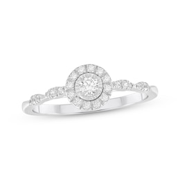 Adore Round-Cut Diamond Halo Engagement Ring 1/5 ct tw 10K White Gold