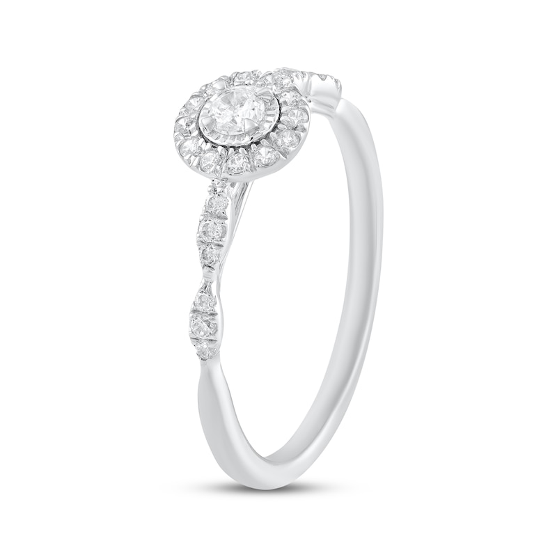 Main Image 2 of Adore Round-Cut Diamond Halo Engagement Ring 1/5 ct tw 10K White Gold