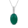 Thumbnail Image 1 of Oval-Cut Dyed Green Chalcedony & White Lab-Created Sapphire Necklace Sterling Silver 18"